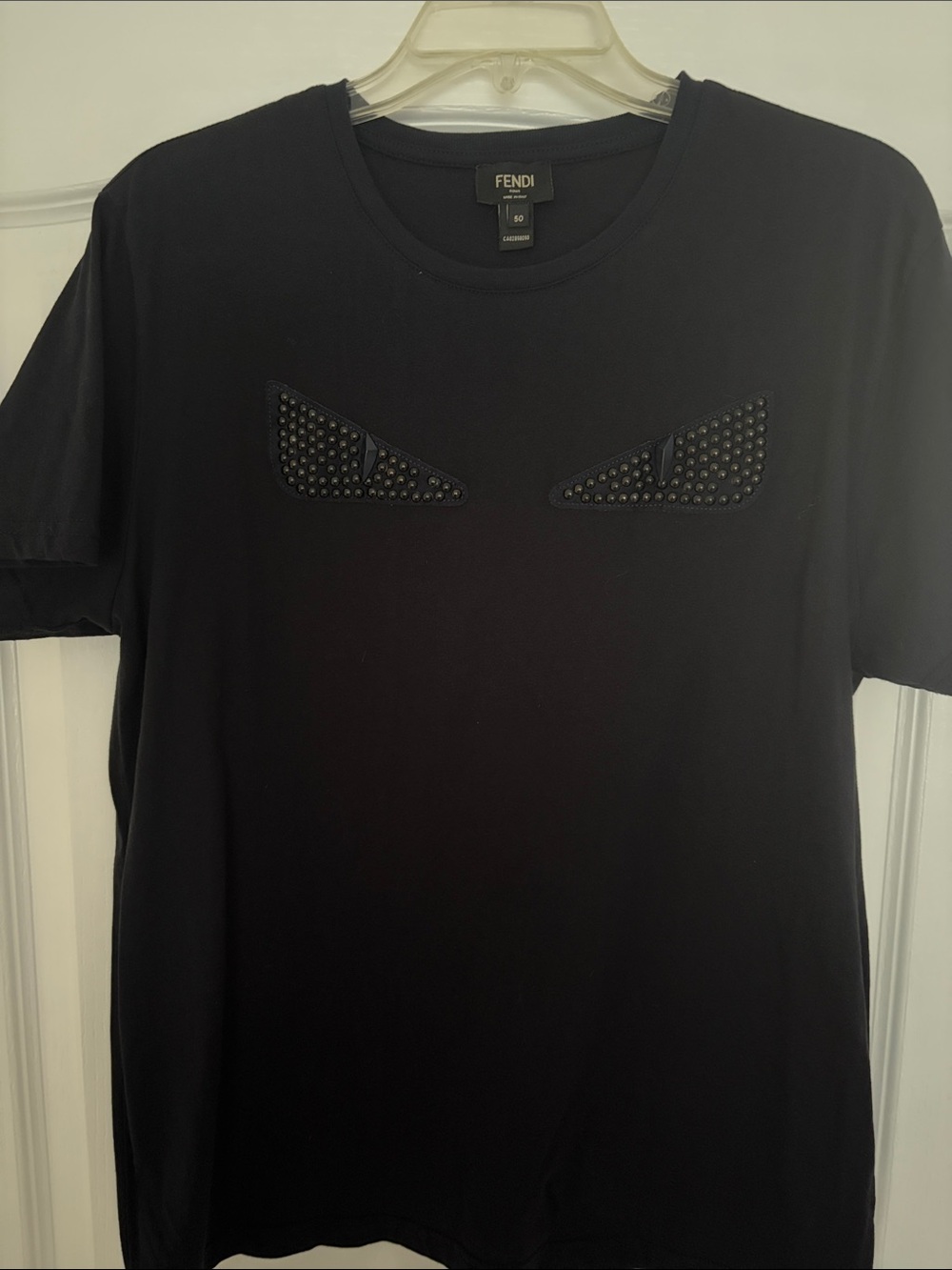 Fendi Black Studded Monster-Eye Short Sleeve Tee